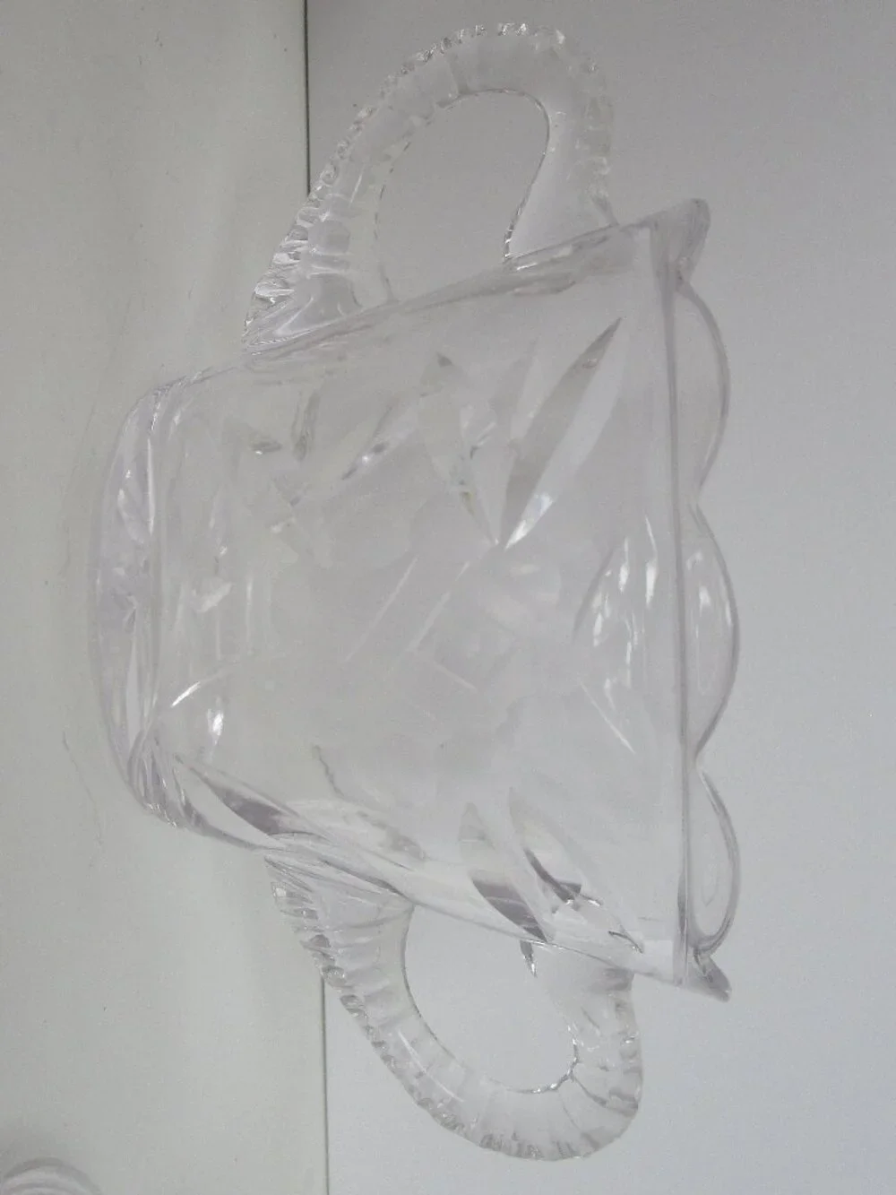 depression glass sugar bowl with lid and creamer